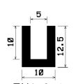 TU1- 0370 1B= 100 m - rubber profiles - U shape profiles TU1- 0370 1B= 100 m - rubber profiles - U shape profiles