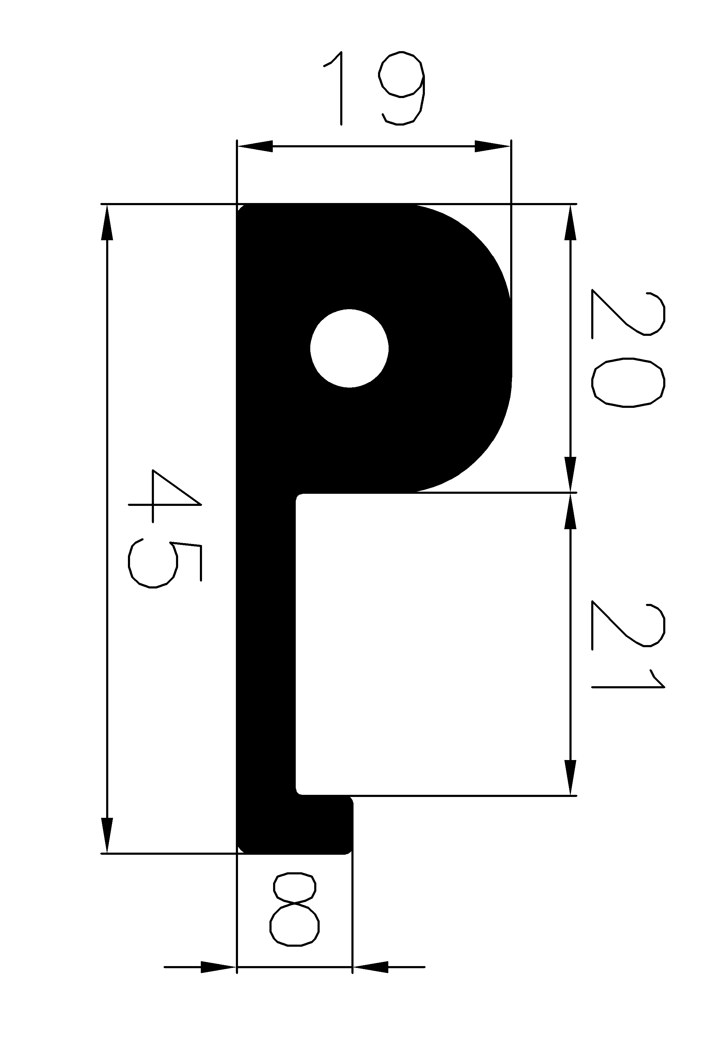 12470370KG - EPDM profiles - Flag or 'P' profiles 12470370KG - EPDM profiles - Flag or 'P' profiles