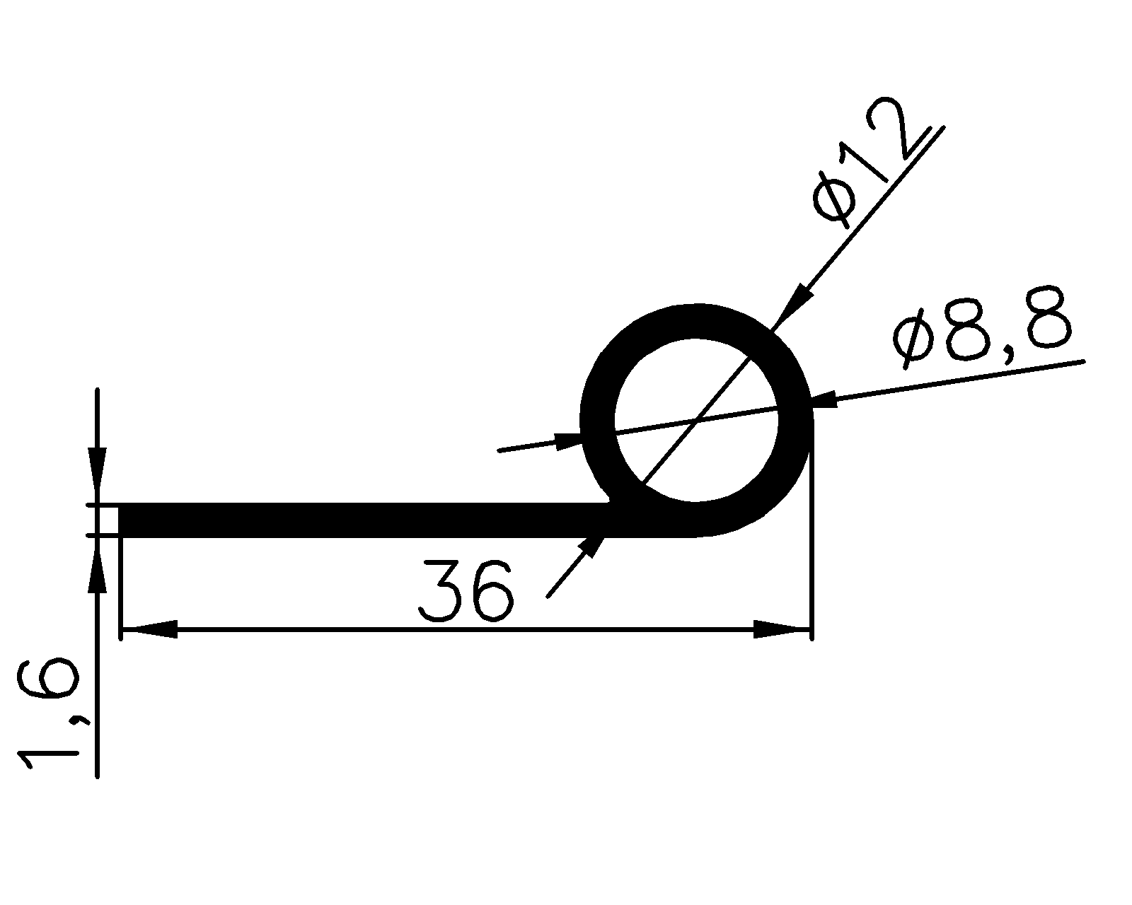 13050360KG - EPDM profiles - Flag or 'P' profiles 13050360KG - EPDM profiles - Flag or 'P' profiles