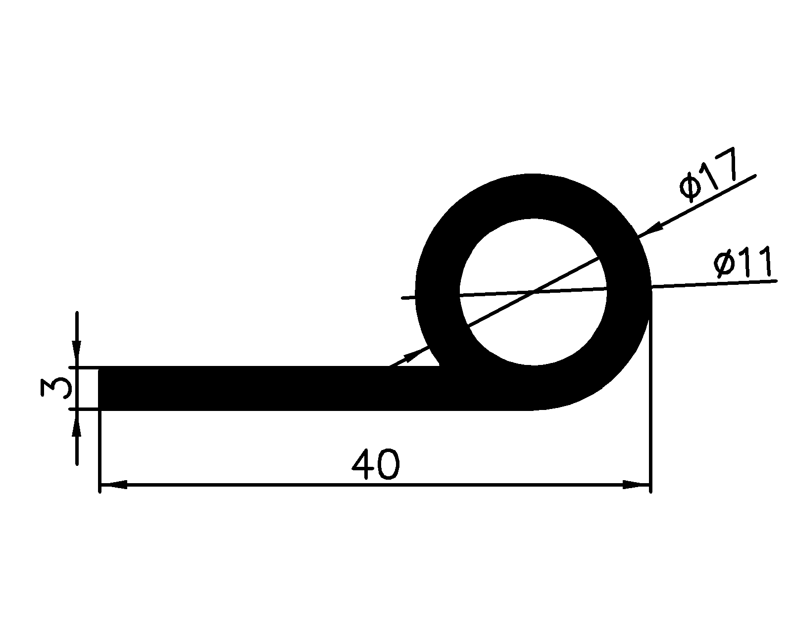 13060370KG - EPDM profiles - Flag or 'P' profiles 13060370KG - EPDM profiles - Flag or 'P' profiles