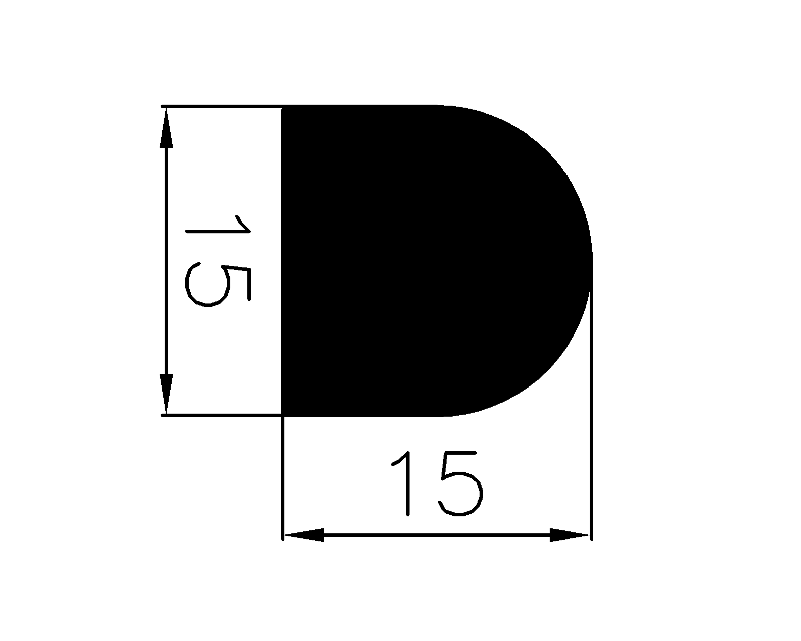 13500370KG - EPDM rubber profiles - Semi-circle, D-profiles 13500370KG - EPDM rubber profiles - Semi-circle, D-profiles