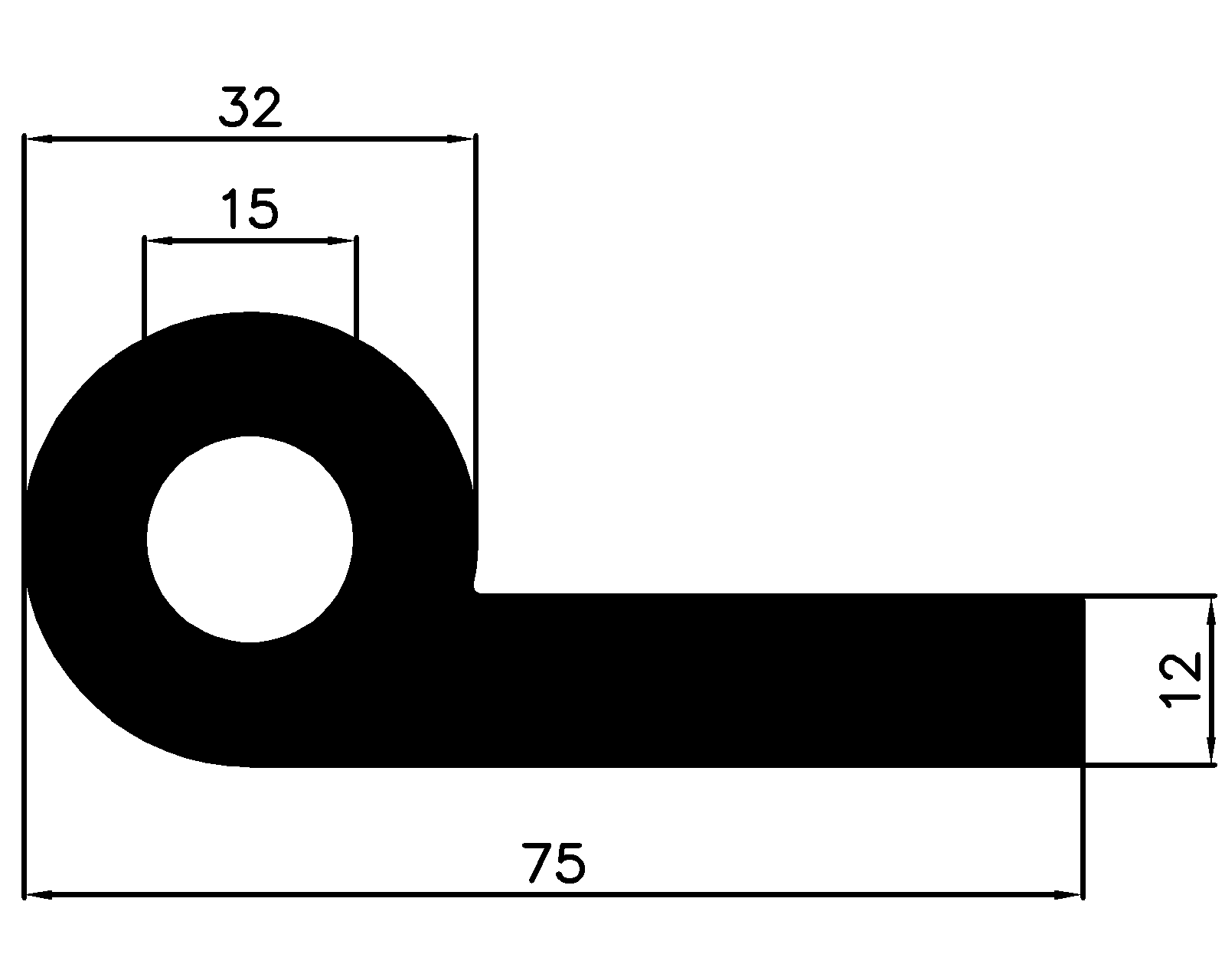 14900360KG - EPDM profiles - Flag or 'P' profiles 14900360KG - EPDM profiles - Flag or 'P' profiles