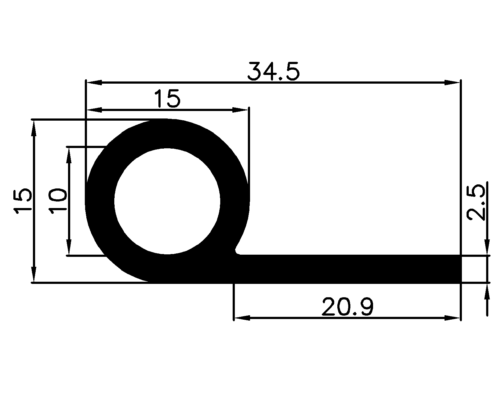 16700370KG - EPDM profiles - Flag or 'P' profiles 16700370KG - EPDM profiles - Flag or 'P' profiles