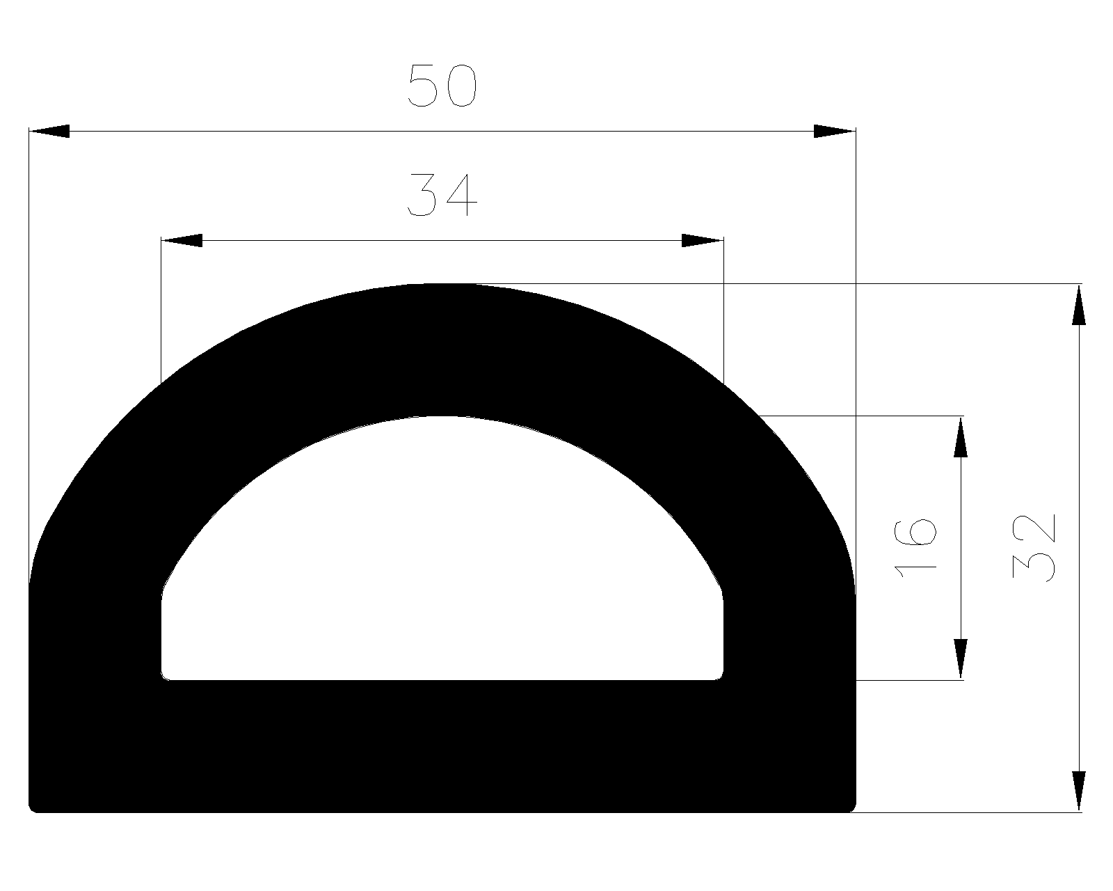 17960360 - EPDM rubber profiles - Semi-circle, D-profiles 17960360 - EPDM rubber profiles - Semi-circle, D-profiles