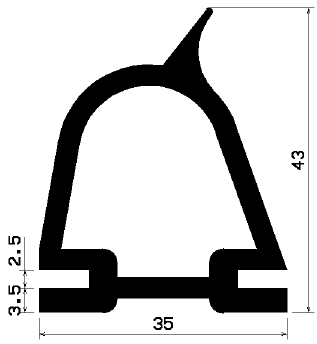 RT 0782 - EPDM rubber profiles - Sliding door – finger-guard profiles RT 0782 - EPDM rubber profiles - Sliding door – finger-guard profiles