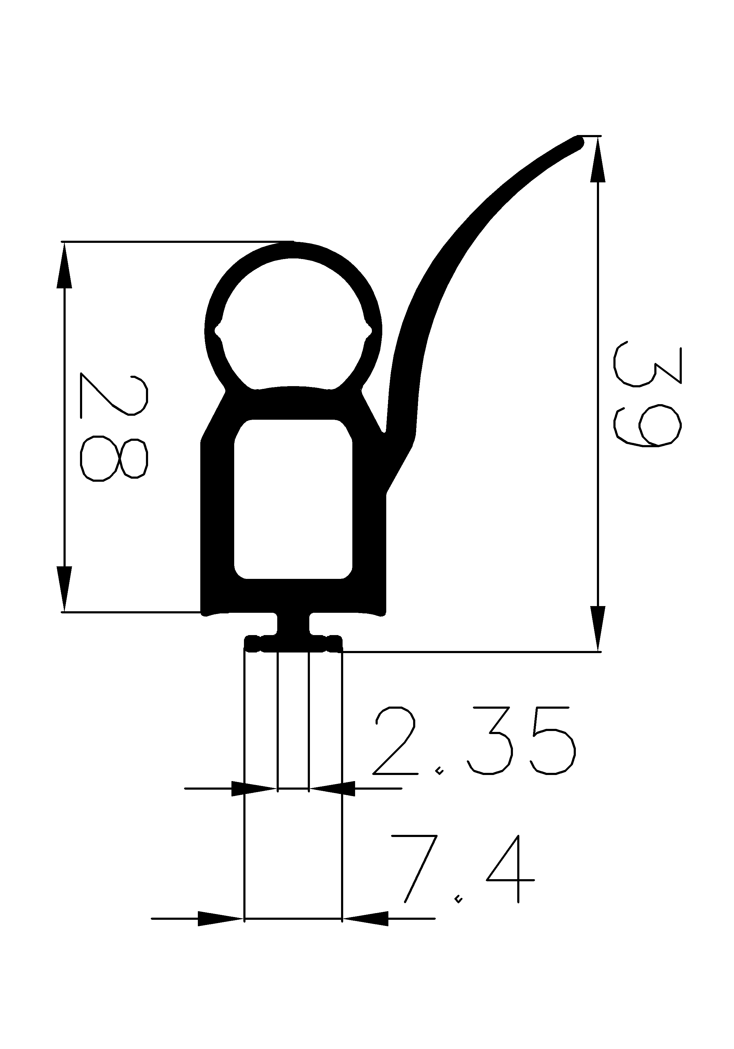 3960365KG - EPDM rubber profiles - Sliding door – finger-guard profiles 3960365KG - EPDM rubber profiles - Sliding door – finger-guard profiles