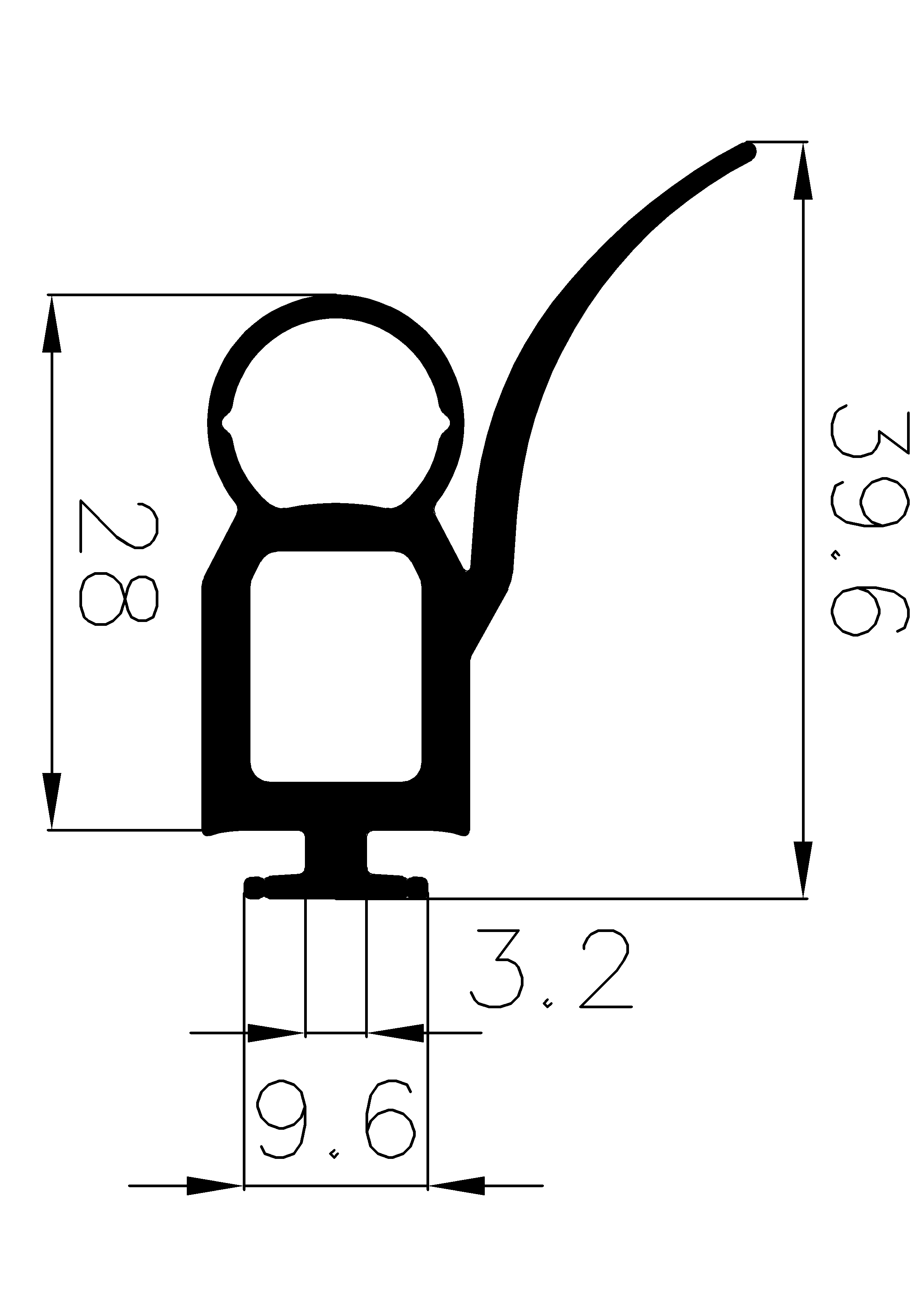 3980365KG - EPDM rubber profiles - Sliding door – finger-guard profiles 3980365KG - EPDM rubber profiles - Sliding door – finger-guard profiles