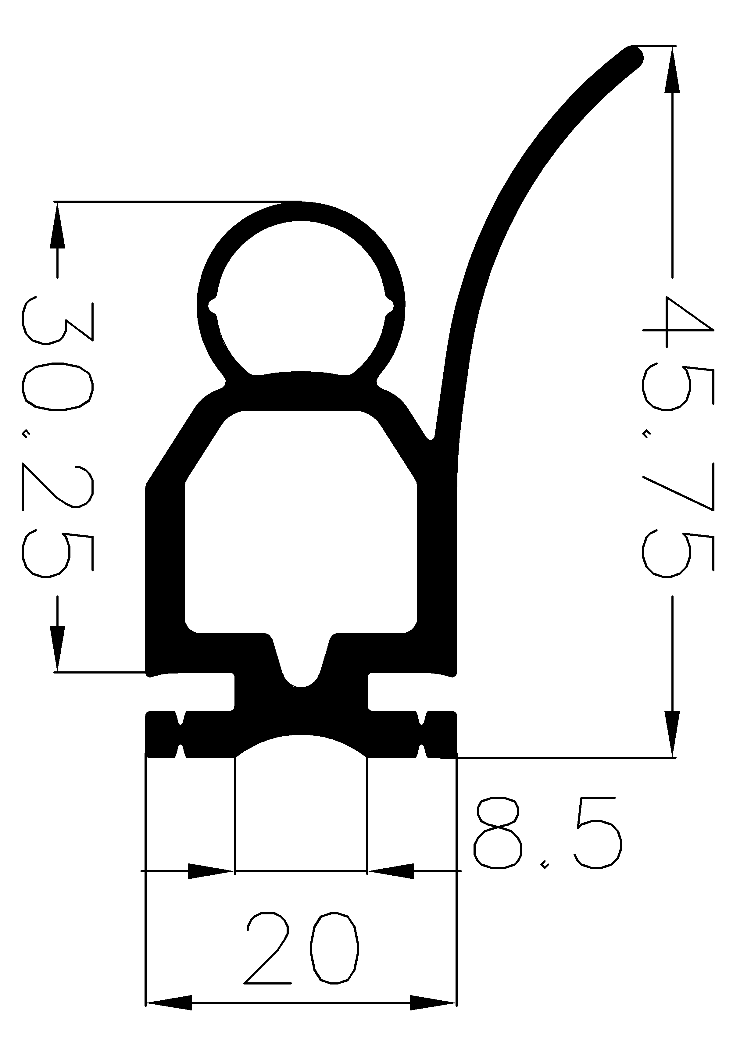 3990365KG - EPDM rubber profiles - Sliding door – finger-guard profiles 3990365KG - EPDM rubber profiles - Sliding door – finger-guard profiles