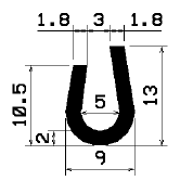 - TU1- 1848 1B= 25 m - rubber profiles - under 100 m - U shape profiles - TU1- 1848 1B= 25 m - rubber profiles - under 100 m - U shape profiles