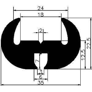 KL - G283 35×22,5 mm - stabilizing EPDM profiles - Stabilizing and stretcher profiles KL - G283 35×22,5 mm - stabilizing EPDM profiles - Stabilizing and stretcher profiles