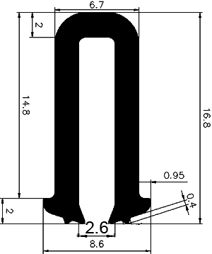 TU1 - G366 6,7×16,8 mm - rubber profiles - U shape profiles TU1 - G366 6,7×16,8 mm - rubber profiles - U shape profiles