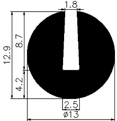 TU1 - G556 d= 13 mm - rubber profiles - U shape profiles TU1 - G556 d= 13 mm - rubber profiles - U shape profiles