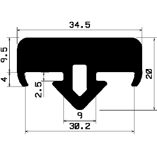 AU 1583 1B= 25 m - rubber profiles - under 100 m - Spacer and bumper profiles AU 1583 1B= 25 m - rubber profiles - under 100 m - Spacer and bumper profiles