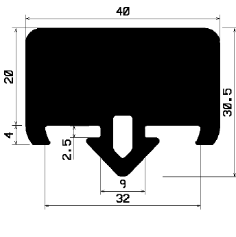 AU 2103 1B= 100 m - EPDM profiles - Spacer and bumper profiles AU 2103 1B= 100 m - EPDM profiles - Spacer and bumper profiles