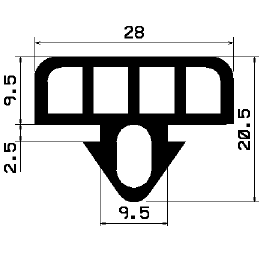 AU 2324 1B= 500 m - EPDM profiles - Spacer and bumper profiles AU 2324 1B= 500 m - EPDM profiles - Spacer and bumper profiles