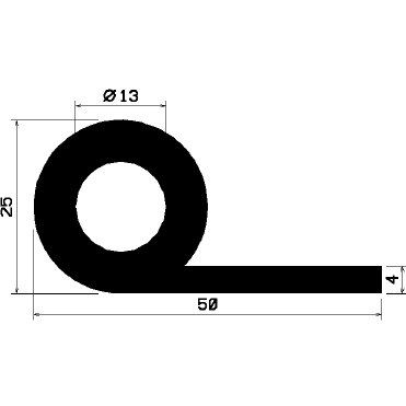 FN 1265 - EPDM profiles - Flag or 'P' profiles FN 1265 - EPDM profiles - Flag or 'P' profiles