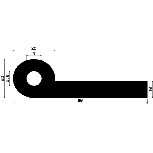 FN 2209 - EPDM profiles - Flag or 'P' profiles FN 2209 - EPDM profiles - Flag or 'P' profiles