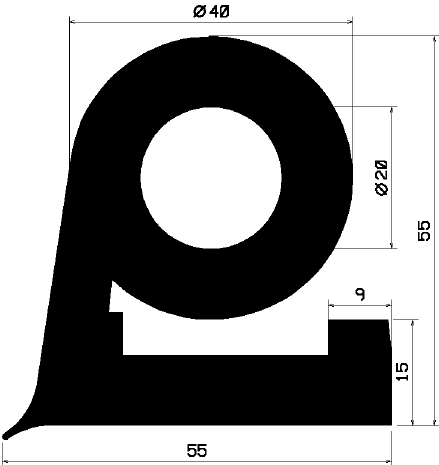 FN 2346 - rubber profiles - under 100 m - Flag or 'P' profiles FN 2346 - rubber profiles - under 100 m - Flag or 'P' profiles