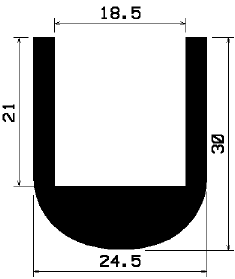 - TU1- 0409 1B= 25 m - rubber profiles - U shape profiles - TU1- 0409 1B= 25 m - rubber profiles - U shape profiles