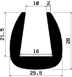 - TU1- 0734 1B= 25 m - rubber profiles - under 100 m - U shape profiles - TU1- 0734 1B= 25 m - rubber profiles - under 100 m - U shape profiles