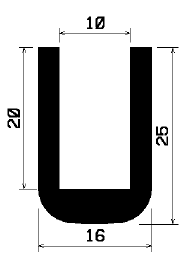 - TU1- 0879 1B= 25 m - rubber profiles - under 100 m - U shape profiles - TU1- 0879 1B= 25 m - rubber profiles - under 100 m - U shape profiles