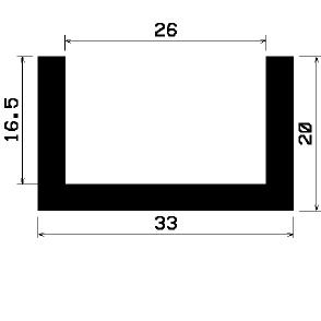 - TU1- 0946 1B= 25 m - rubber profiles - under 100 m - U shape profiles - TU1- 0946 1B= 25 m - rubber profiles - under 100 m - U shape profiles