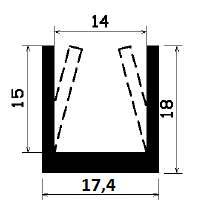 - TU1- 1852 1B= 50 m - rubber profiles - under 100 m - U shape profiles - TU1- 1852 1B= 50 m - rubber profiles - under 100 m - U shape profiles