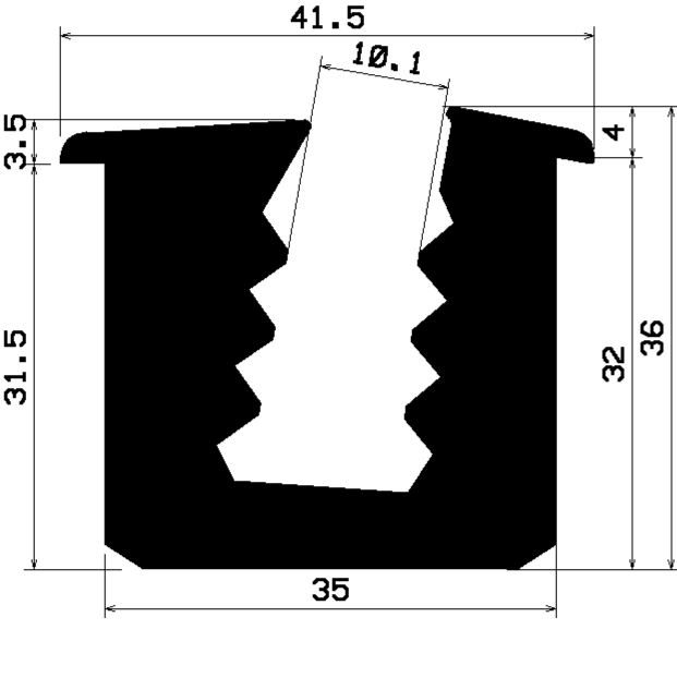 - TU1- 2349 1B= 10 m - rubber profiles - under 100 m - U shape profiles - TU1- 2349 1B= 10 m - rubber profiles - under 100 m - U shape profiles